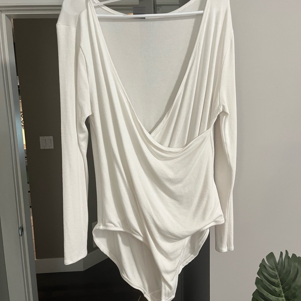 Elegant White Long Sleeve Bodysuit 1X